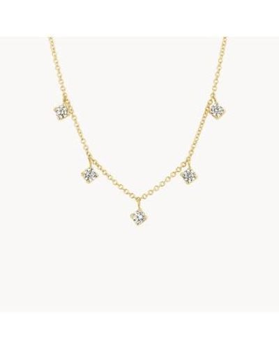 Blush Lingerie 14k Gold & 5 Zirconia Pendants Necklace - Metallic