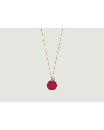 Ginette NY Red Coral Disc Necklace - Bianco