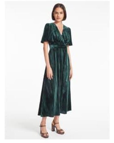Cefinn Gina plisse robe portefeuille en velours taille : 14, col : vert foncé - Bleu