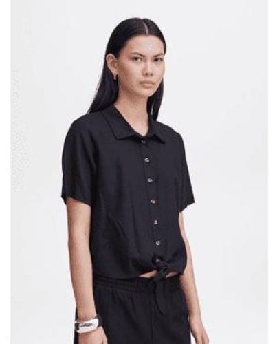 Ichi Linen Mix Shirt Black - Nero