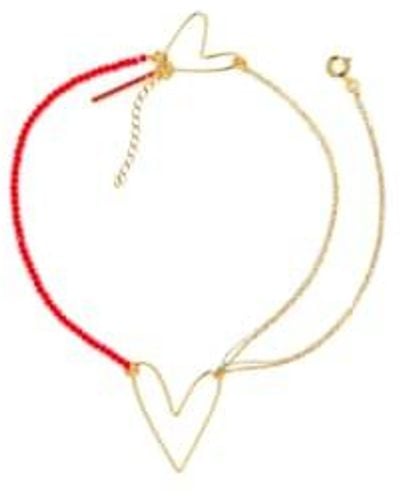 Made by moi Selection Collier choker rouge coeur - Blanc