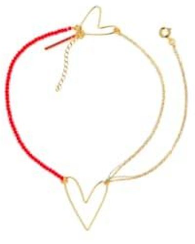 Made by moi Selection Heart Choker Necklace Gold Plated - White