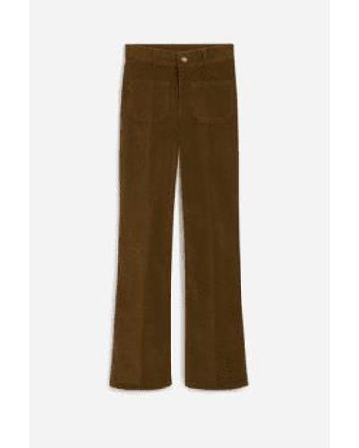 Vanessa Bruno Dompay Khaki Corduroy Flared Pants 40 - Brown