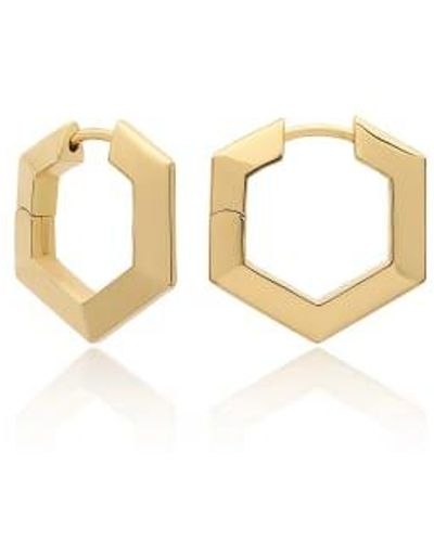 Rachel Jackson Bevelled Hexagon Hoop Earrings Plated - Metallic