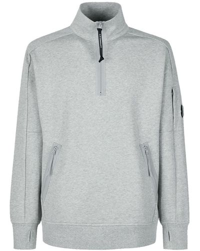 C.P. Company Melange Diagonal Raised Fleece Sweatshirt in Grey for