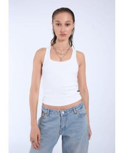 Every Thing We Wear Dr Denim Nyla Vest Top Ribbed Cotton / S - White