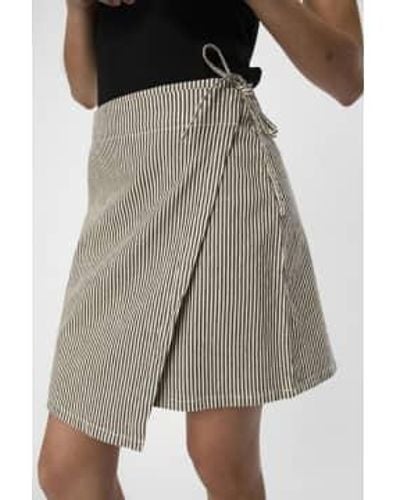 Object Sola Twill Wrap Mini Skirt - Gray