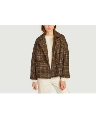 Bellerose Oversized Jacket With Houndstooth Pattern Vienna 3 - Brown