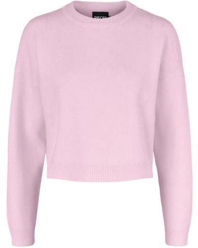 Pieces Hesa Cropped Jumper - Pink