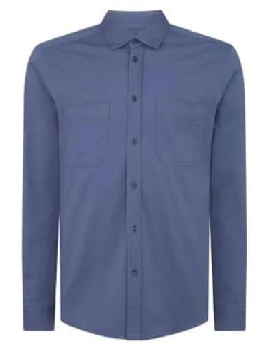 Remus Uomo Textured Collar Polo Shirt Faded M - Blue