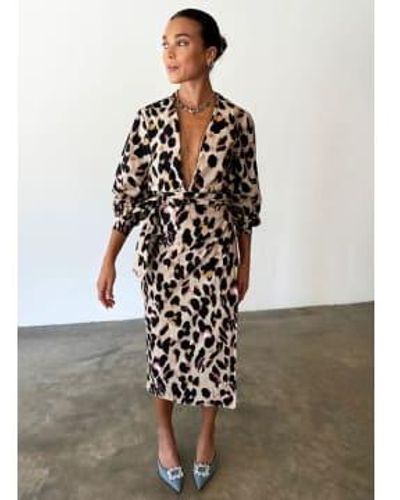 Never Fully Dressed Lin coton léopard maxi jaspre jupe - Multicolore