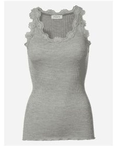 Rosemunde Babette Round Neck Lace Vest Top Col: 008 Light , Size Xs - Gray