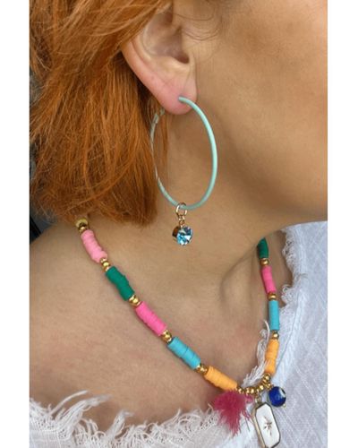Love Rocks Crystal Drop Hoop Earrings - Multicolour