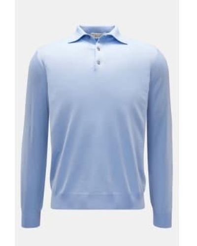 FILIPPO DE LAURENTIIS Sky Cotton & Cashmere Long Sleeve Knitted Polo Pl1mlpar 710 48 - Blue