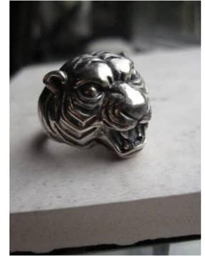 silver jewellery Anillo tigre plateado - Negro