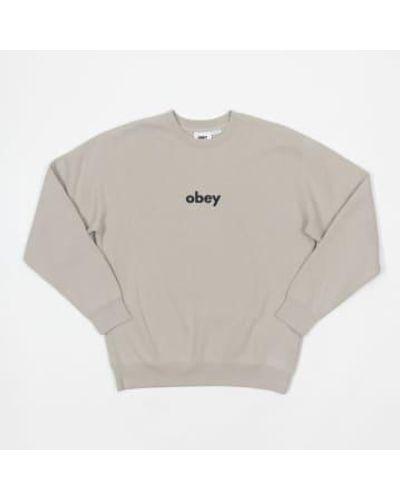 Obey Lowercase Crew Sweatshirt In - Grey