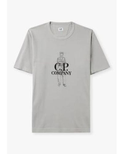 C.P. Company Herren 1020 Jersey British Sailor T-Shirt in Nieselregen - Grau