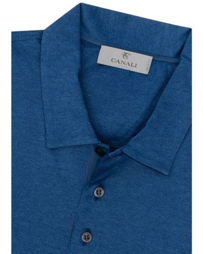 Canali Blue Cotton Pique Polo Shirt T0238 Mj01275 310