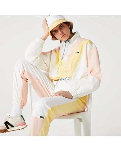 Lacoste White / Light Pink / Yellow • Bl6 Jacket With Block Color Block And Zipper - Multicolor