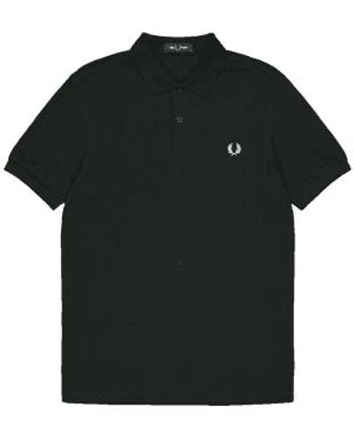 Fred Perry Slim fit plain polo night & snow white - Negro