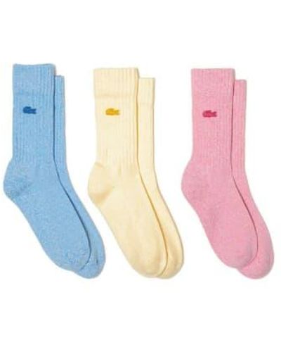 Lacoste Sport Socks 3 Pack Ra6868 Pinksky - Blu