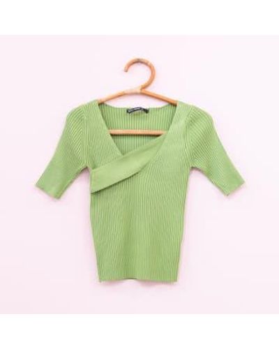 WILD PONY Asymmetric Effect Stretch Knit Sweater Viscose - Green