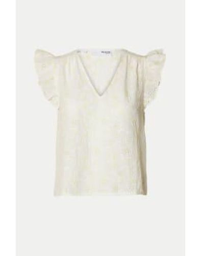SELECTED Snow Chiara Embroidered Top - White