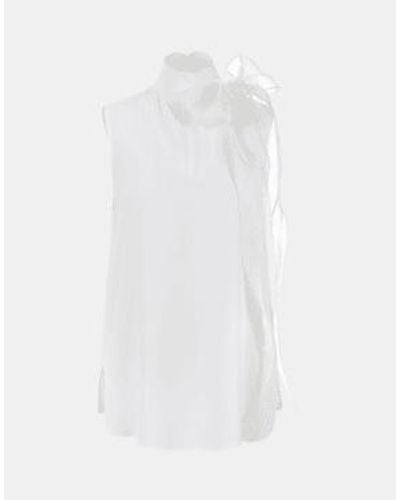 Riani Sleeveless Bow Detail Blouse Col 110 Off - Bianco