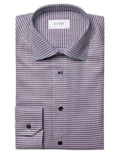 Eton Contemporary Fit Hounds Tooth Check Platter Shirt - Purple