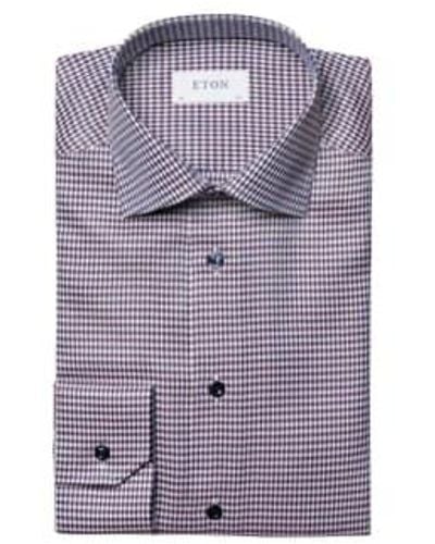 Eton Contemporary Fit Hounds Tooth Check Platter Shirt - Viola