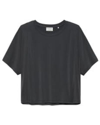 Catwalk Junkie Camiseta hombro plisado gris oscuro - Negro