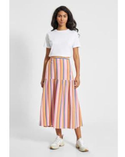Dedicated Finnhamn Organic Cotton Midi Skirt Multi Stripe M - White