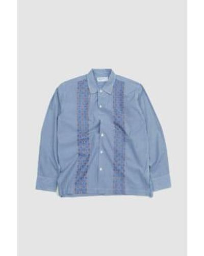 Universal Works Embroided Shirt Classic Shirting M - Blue