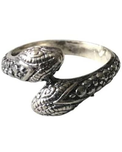 WINDOW DRESSING THE SOUL Oxidised 925 Two Headed Snake Ring - Metallizzato