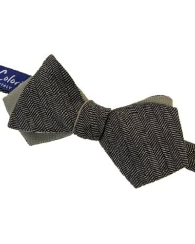 40 Colori Herringbone Spencer Bow Tie - Black