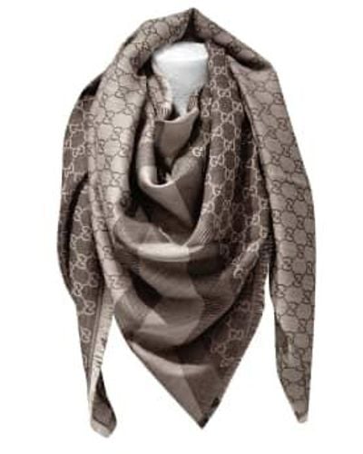 Gucci Ssima Scarf Made Of Soft Wool And Silk Brown - Grigio