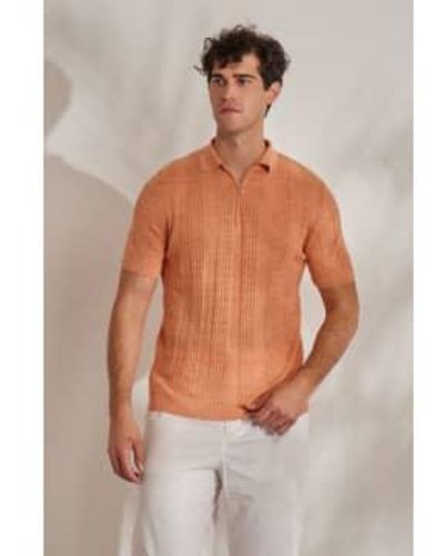 Daniele Fiesoli Jacquard knitt camisa con cremallera naranja - Gris