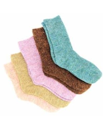 Curiouser Collection Cashmere Blend Thermal Socks Peat - Blue