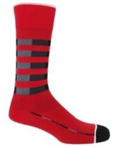 Peper Harow Socken mit vierfachstreifen in rot