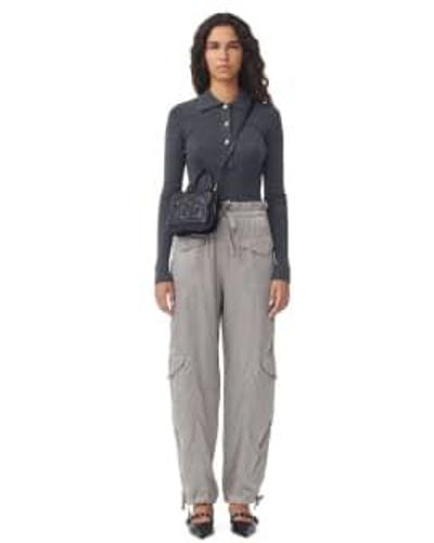 Ganni Washed Satin Trousers Frost - Grigio