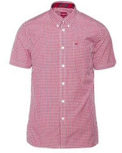 Merc London Terry Gingham Short Sleeve Shirt / White M - Pink