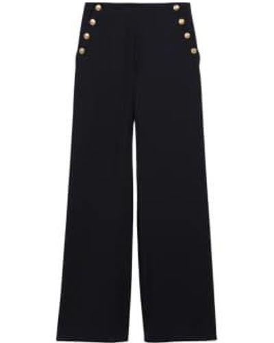 Max Mara Studio Pantalon palazzo mélange laine - Bleu