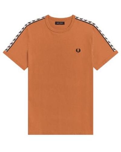 Fred Perry Authentic Taped Ringer Tee Court Clay - Marrón