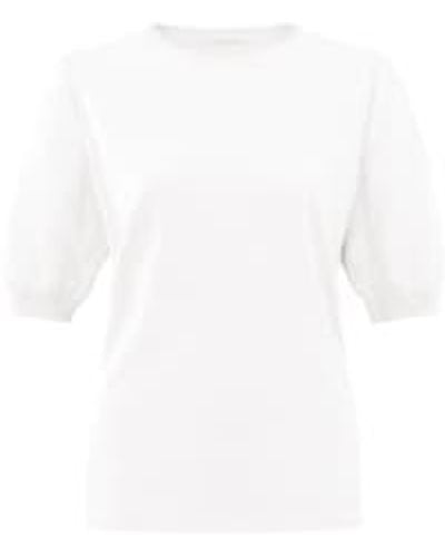 Yaya Feiner garn -puffärmel pullover - Weiß