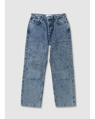House Of Sunny Blue Denim S Hockney Patched Loose Jeans