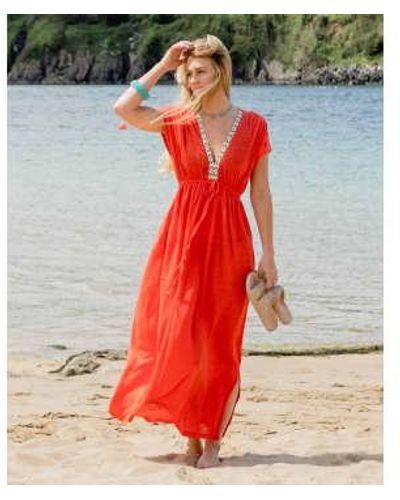 Nooki Design Clementine Lucia Linen Dress S - Red