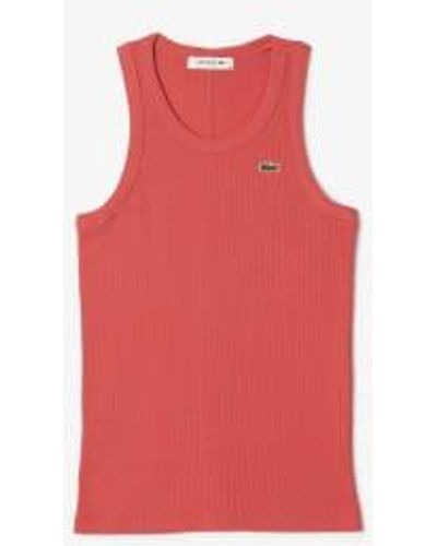 Lacoste Women's t -shirt slim fit dans le coton écologique - Rouge