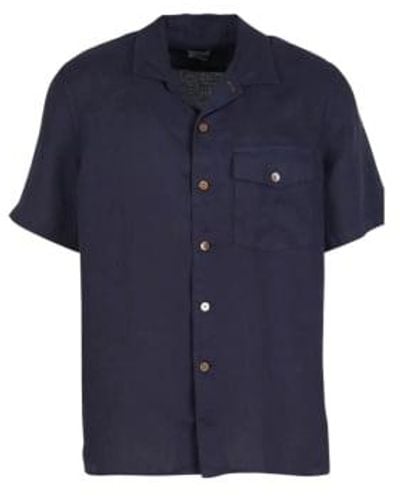 PS by Paul Smith Casual SS Linen Shirt - Bleu