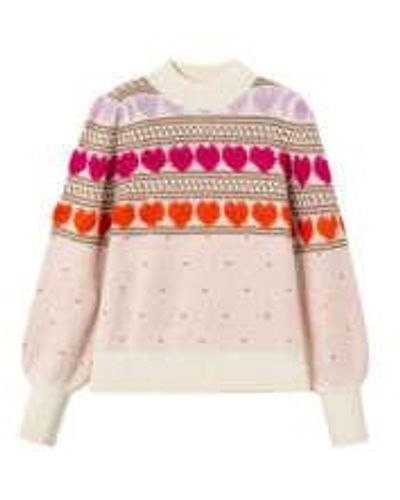 Kilky Viv Heart Knit Beige One Size - Pink