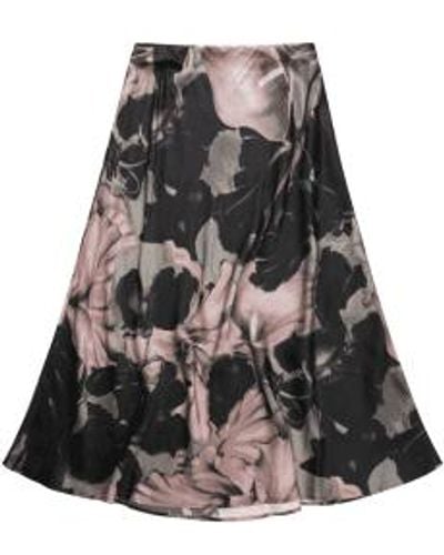 Munthe Carson Lily Print Skirt Col Black Multi Size 14 - Nero